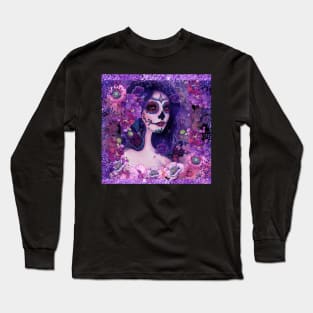 Cantania day of the dead girl with flowers by Renee Lavoie Long Sleeve T-Shirt